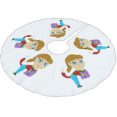 chibi Fuchs Mädchen Polyester Weihnachtsbaumdecke (Schrägansicht)