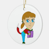 chibi Füchschen Mädchen Keramik Ornament (Links)