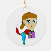 chibi Füchschen Mädchen Keramik Ornament (Hinten)