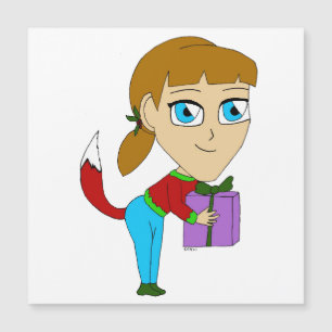 chibi Füchschen Mädchen  Magnetkarte