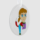 chibi Füchschen Mädchen Ornament (Vorderseite)