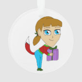 chibi Füchschen Mädchen Ornament (Rückseite)