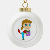 chibi Füchsin Mädchen    Keramik Kugel-Ornament (Vorderseite)