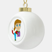chibi Füchsin Mädchen    Keramik Kugel-Ornament (Rechts)