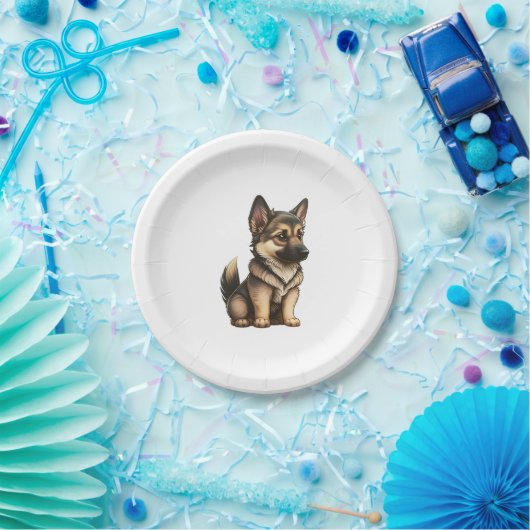 Chibi German Shepherd Pappteller (Party)