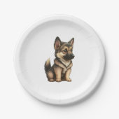 Chibi German Shepherd Pappteller (Vorderseite)