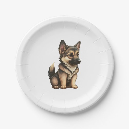 Chibi German Shepherd Pappteller (Vorderseite)