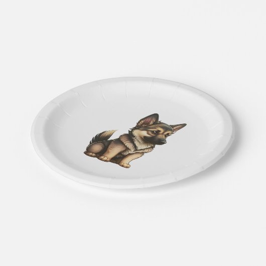 Chibi German Shepherd Pappteller (Schrägansicht)