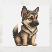 Chibi German Shepherd Schaumweinetikett (Einzelnes Label)