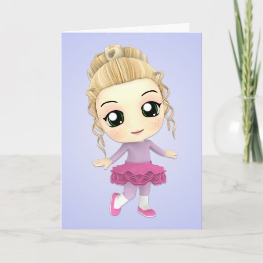 Chibi Girl Ballerina Geburtstagskarte Karte (Vorderseite)