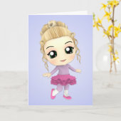 Chibi Girl Ballerina Geburtstagskarte Karte (Gelbe Blume)