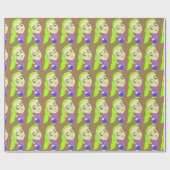 Chibi Girl mit sonniger Schwanz-Taste Geschenkpapier (Flach)