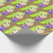 Chibi Girl mit sonniger Schwanz-Taste Geschenkpapier (Ecke)