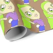 Chibi Girl mit sonniger Schwanz-Taste Geschenkpapier (Rolleneckpunkt)