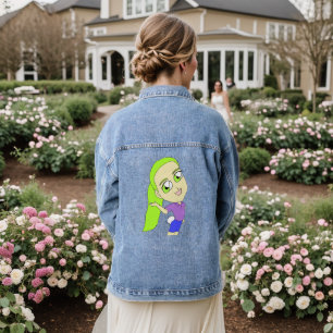 Chibi Girl mit sonniger Schwanz-Taste Jeansjacke