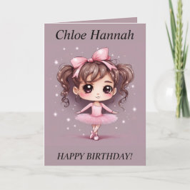 Chibi Girl pigtails Ballerina Birthday Card Feiertagskarte
