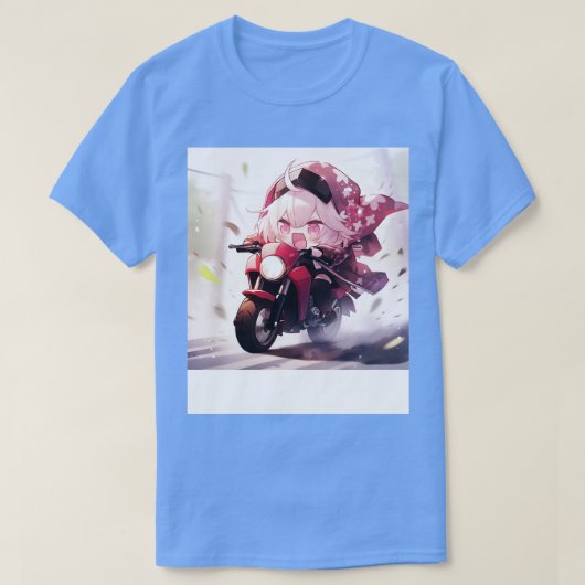 Chibi Girl Ride Motorräder T-Shirt (Design vorne)