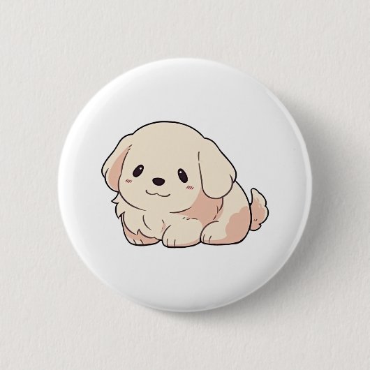 Chibi Golden Retriever Welppy Button (Vorderseite)