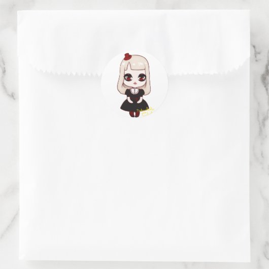 Chibi goth loli runder aufkleber (Tasche)