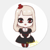 Chibi goth loli runder aufkleber (Vorderseite)