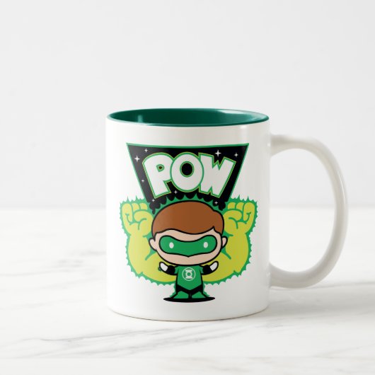 Chibi Green Lantern bilden Riesenfisten Zweifarbige Tasse (Rechts)