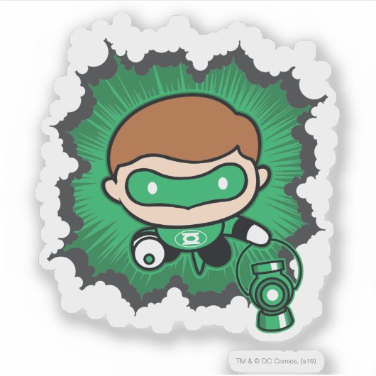 Chibi Green Lantern fliegen durch den Weltraum Aufkleber (Vorderseite)