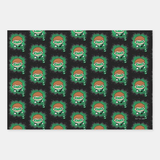 Chibi Green Lantern fliegen durch den Weltraum Geschenkpapier Set (Vorderseite 3)