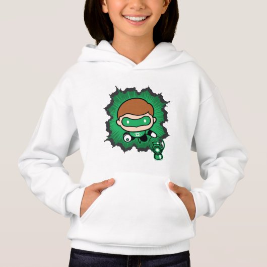 Chibi Green Lantern fliegen durch den Weltraum Hoodie (Vorderseite)