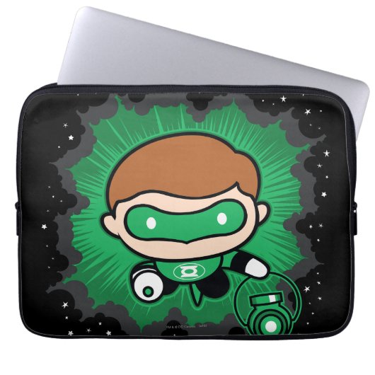 Chibi Green Lantern fliegen durch den Weltraum Laptopschutzhülle (Vorderseite)