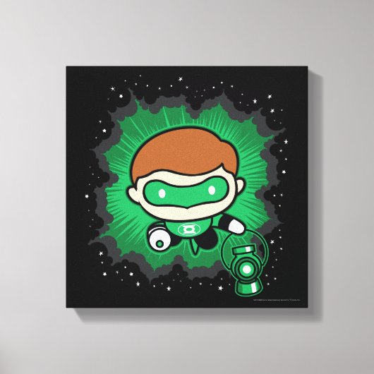 Chibi Green Lantern fliegen durch den Weltraum Leinwanddruck (Vorderseite)