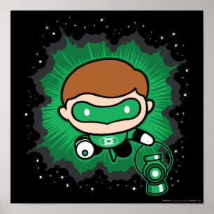 Chibi Green Lantern fliegen durch den Weltraum Poster