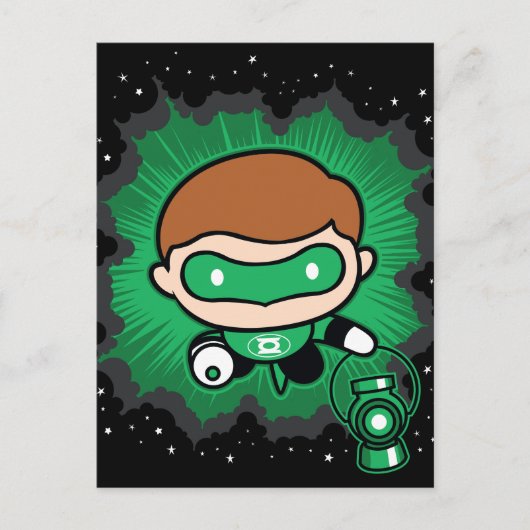 Chibi Green Lantern fliegen durch den Weltraum Postkarte (Vorderseite)