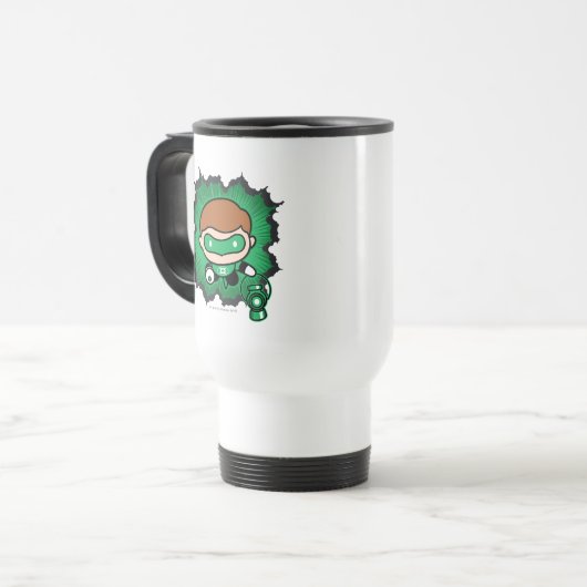 Chibi Green Lantern fliegen durch den Weltraum Reisebecher (Vorderseite Links)