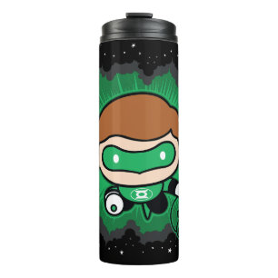Chibi Green Lantern fliegen durch den Weltraum Thermosbecher