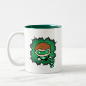 Chibi Green Lantern fliegen durch den Weltraum Zweifarbige Tasse (Links)