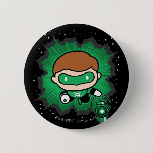 Chibi Green Lantern fliegt durch den Weltraum Button (Vorderseite)