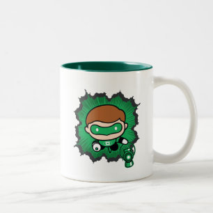 Chibi Green Lantern fliegt durch den Weltraum Zweifarbige Tasse