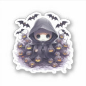 Chibi Grim Sensenmann Halloween - Adorable Dark Fa Aufkleber (Vorderseite)