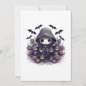 Chibi Grim Sensenmann Halloween - Adorable Dark Fa Einladung (Rückseite)