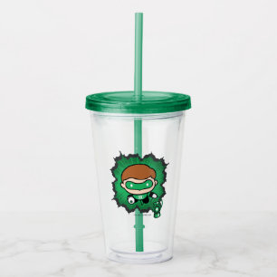 Chibi grüne Laterne, die durch den Raum fliegen Acryltrinkbecher