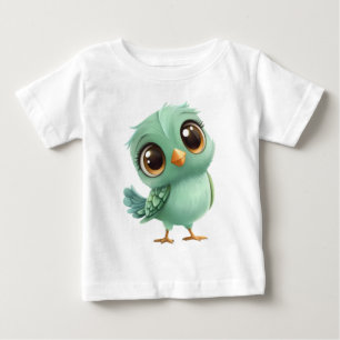 Chibi Grüner Vogel – Süßes Cartoon-Kinderoutfit mi Baby T-shirt