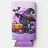 Chibi Halloween Black Cat und Pumpkin Personalisie Selters Dosenkühler (Vorderseite)