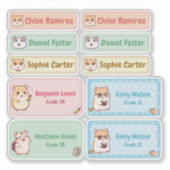 Chibi Hamster Name Labels - Pastel School Stickers (Vorderseite)