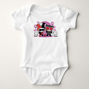 Chibi Harley Quinn & Chibi Catfrau mit Katzen Baby Strampler