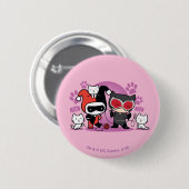Chibi Harley Quinn & Chibi Catfrau mit Katzen Button (Vorne & Hinten)