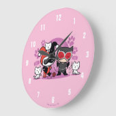 Chibi Harley Quinn & Chibi Catfrau mit Katzen Große Wanduhr (Winkel)