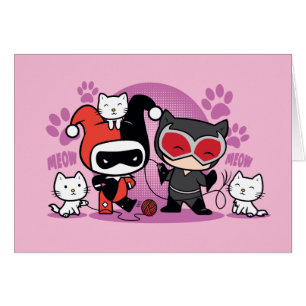 Chibi Harley Quinn & Chibi Catwoman mit Katzen