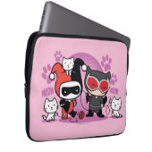 Chibi Harley Quinn & Chibi Catwoman mit Katzen Laptopschutzhülle (Vorne Rechts)