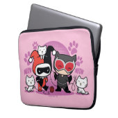 Chibi Harley Quinn & Chibi Catwoman mit Katzen Laptopschutzhülle (Vorderseite Links)