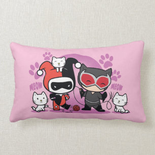 Chibi Harley Quinn & Chibi Catwoman mit Katzen Lendenkissen